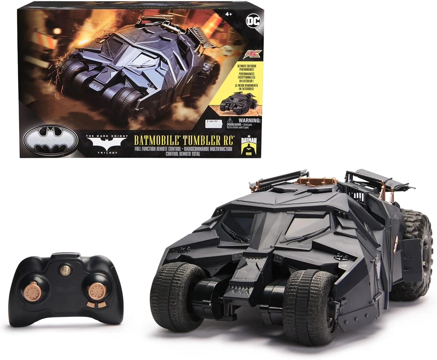 ماشین کنترلی بتمن، مدل Batmobile Tumbler RC رسمی، مقیاس 1:15، کلکسیونی نسخه ویژه هشتاد و پنجمین سالگرد شوالیه تاریکی، اسباب بازی کودکان برای پسران 4 سال به بالا