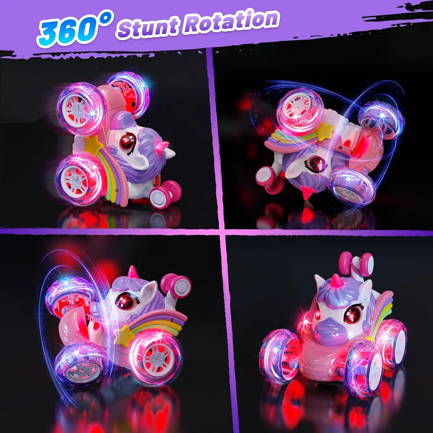 ماشین کنترلی اسباب بازی تک شاخ Carsky برای دختران، ماشین های کنترلی 360 درجه چرخشی 4WD با چراغ های LED، اسباب بازی های سرگرم کننده داخل و خارج از خانه برای کودکان، هدیه تولد کریسمس و عید پاک برای دختران 3، 4، 5 و 6 ساله ماشین کنترلی اسباب بازی تک شاخ Carsky برای دختران، ماشین های کنترلی 360 درجه چرخشی 4WD با چراغ های LED، اسباب بازی های سرگرم کننده داخل و خارج از خانه برای کودکان، هدیه تولد کریسمس و عید پاک برای دختران 3، 4، 5 و 6 ساله