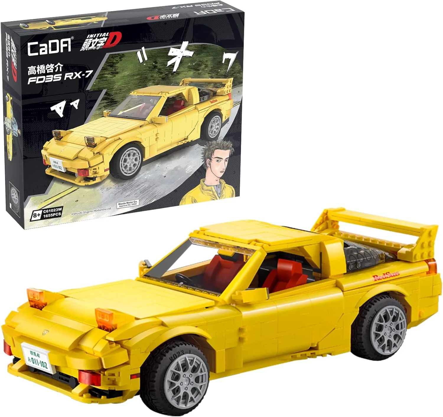 کیت ساخت ماشین اسباب بازی CaDA Initial D RX7-FD، بلوک های ساخت مدل ماشین کلکسیونی، ماشین مسابقه ای شبیه سازی شده جالب برای طرفداران و کودکان
