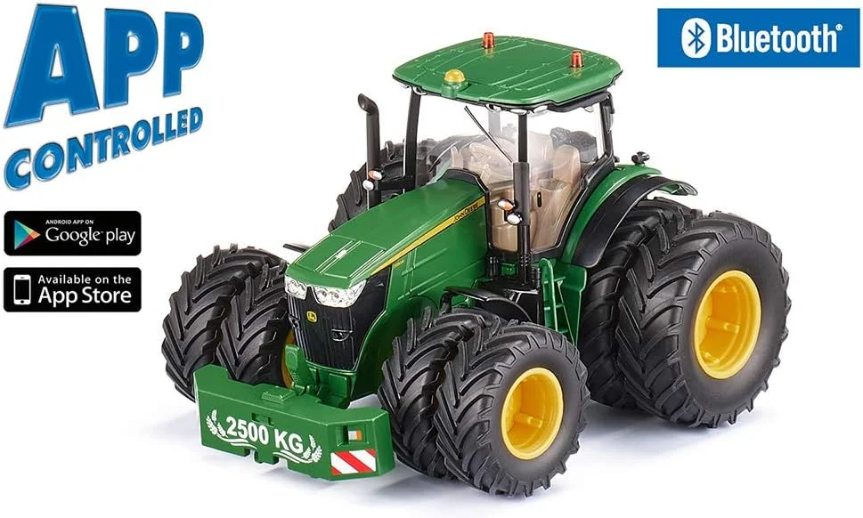 تراکتور John Deere 7290R siku 6735، سبز، فلزی، پلاستیکی، مقیاس 1:32، کنترل از راه دور با برنامه از طریق بلوتوث، لاستیک های دوبل قابل جابجایی، کنترل از راه دور شامل نمی شود
