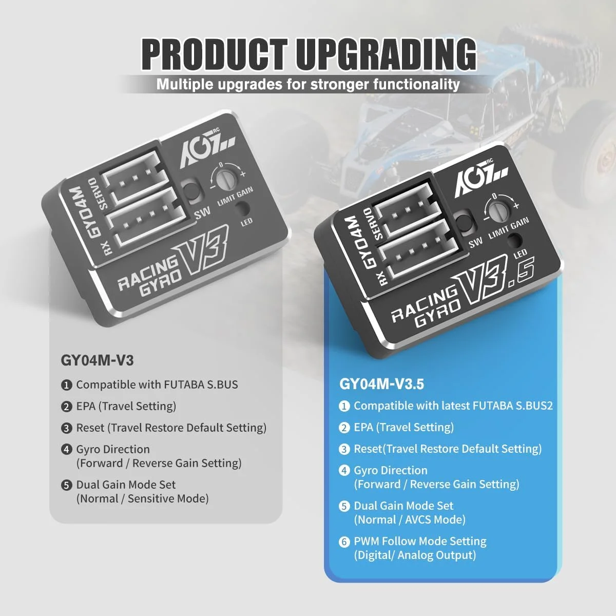 ست ژیروسکوپ ماشین مینی زد AGFRC / ژیروسکوپ کنترل پایداری آسان - اسباب بازی 2.4 گیگاهرتز مینی ژیروسکوپ تمام آلومینیومی برای مسابقات دریفت آرسی