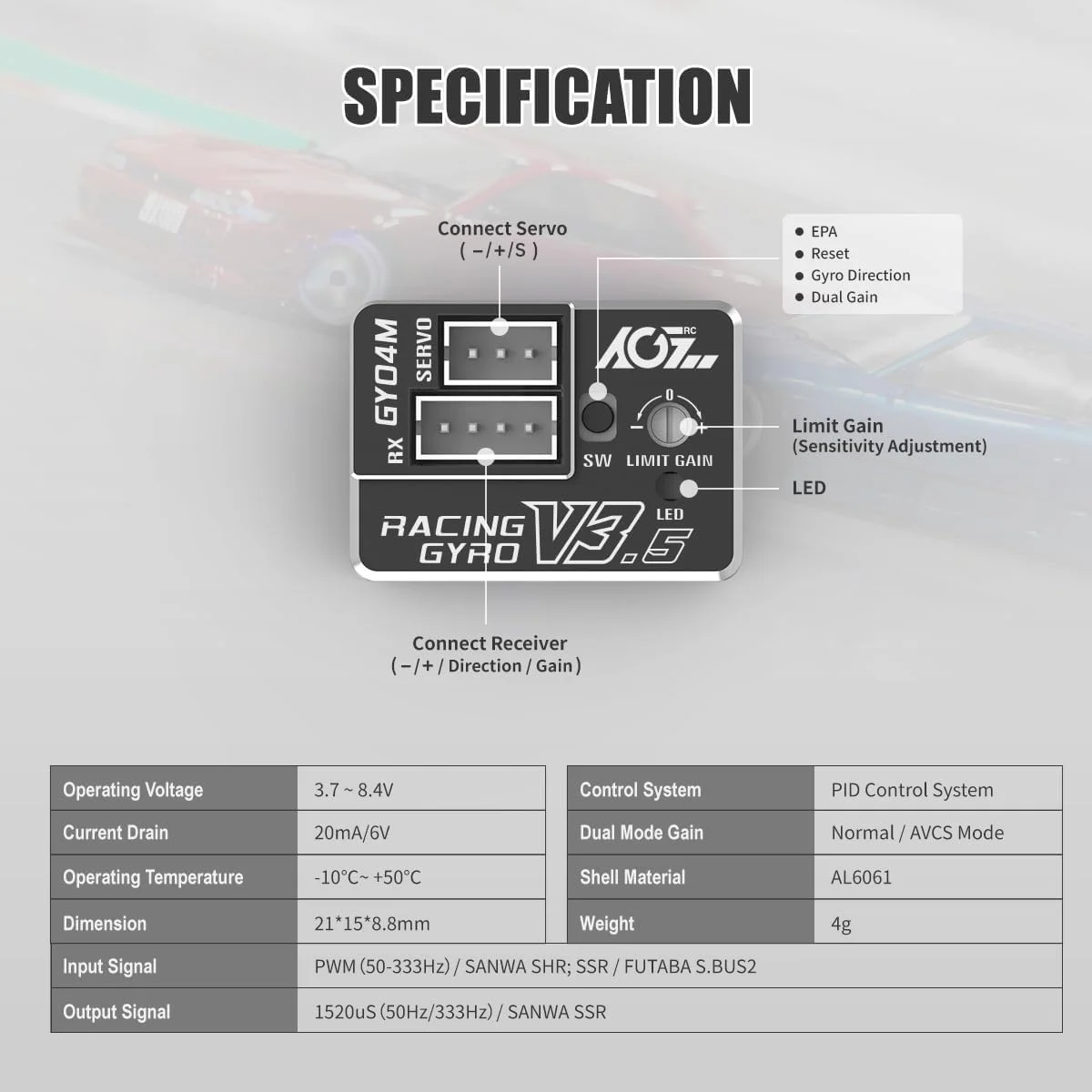 ست ژیروسکوپ ماشین مینی زد AGFRC / ژیروسکوپ کنترل پایداری آسان - اسباب بازی 2.4 گیگاهرتز مینی ژیروسکوپ تمام آلومینیومی برای مسابقات دریفت آرسی