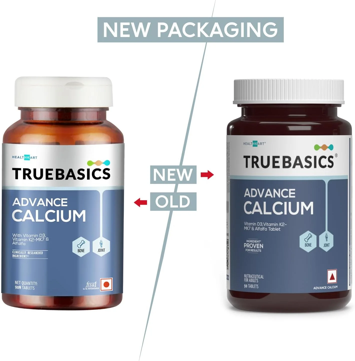 قرص کلسیم پیشرفته TrueBasics برای زنان و مردان، حاوی ویتامین D3، ویتامین K2-MK7، منیزیم، روی، یونجه، مواد تشکیل دهنده بالینی تحقیق شده، 90 قرص کلسیم