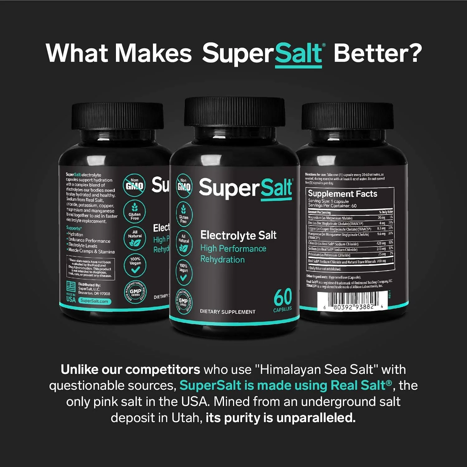 مکمل الکترولیت SuperSalt Keto، قرص های جایگزین نمک برای آبرسانی سریع خوراکی و ریکاوری بعد از تمرین، منیزیم، روی، سدیم، مس | 60 کپسول | توقف گرفتگی عضلات پا و بازیابی انرژی مکمل الکترولیت SuperSalt Keto، قرص های جایگزین نمک برای آبرسانی سریع خوراکی و ریکاوری بعد از تمرین، منیزیم، روی، سدیم، مس | 60 کپسول | توقف گرفتگی عضلات پا و بازیابی انرژی