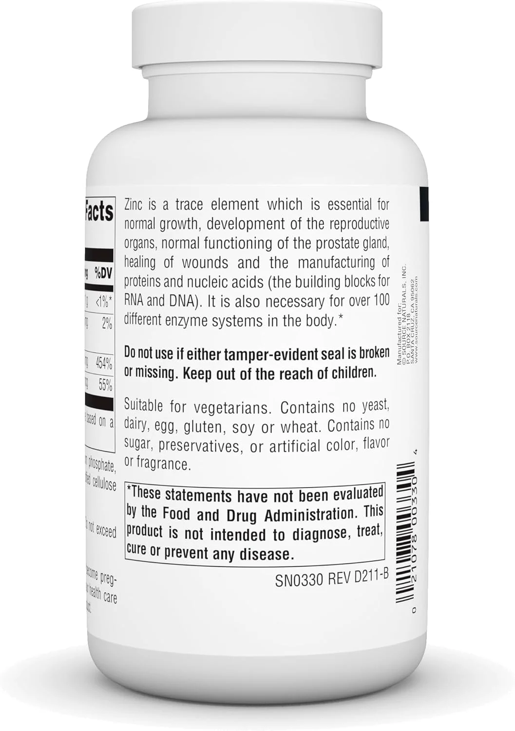 سورس نچرالز زینک آمینو اسید کلات (50 میلی گرم) 250 قرص سورس نچرالز زینک آمینو اسید کلات (50 میلی گرم) 250 قرص