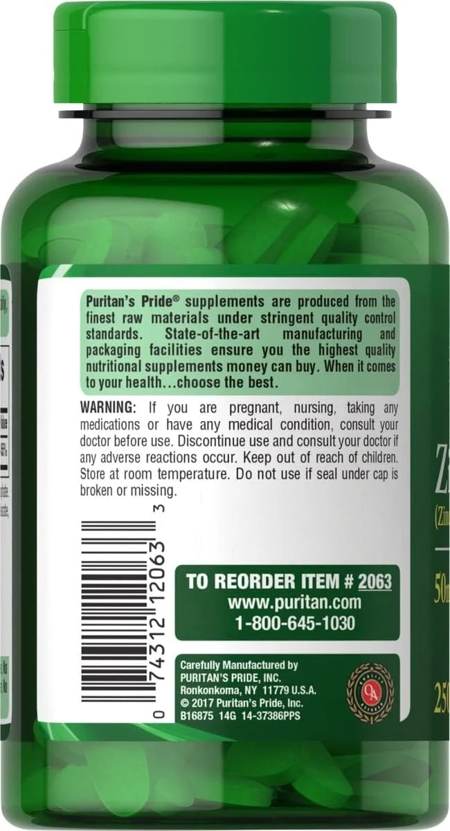 زینک 50 میلی گرم پیوریتنز پراید، 250 عدد زینک 50 میلی گرم پیوریتنز پراید، 250 عدد