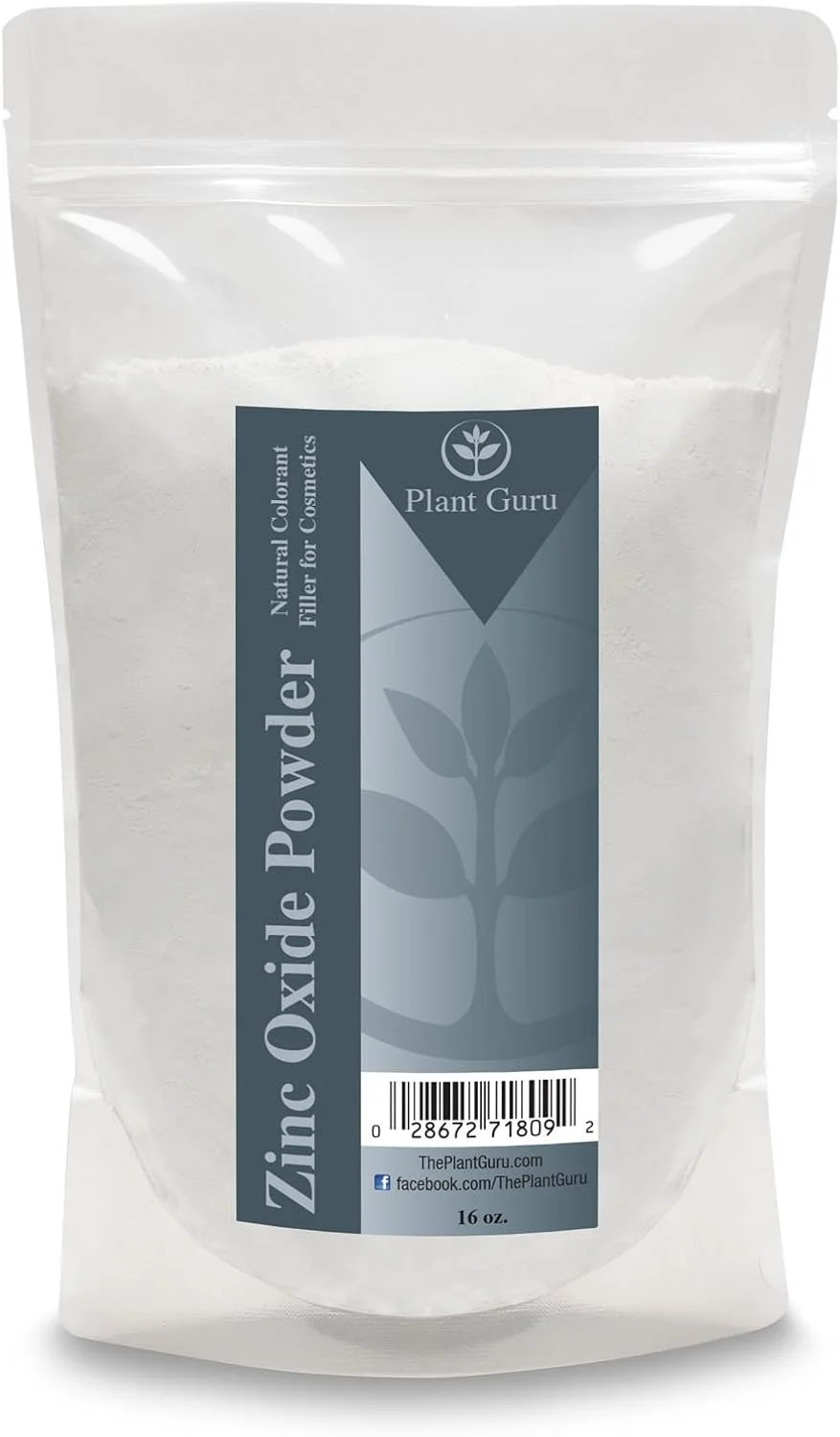 پودر اکسید روی پلنت گورو، 450 گرم. غیر نانو، بدون پوشش، 100% خالص، گرید دارویی USP. عالی برای ساخت صابون، ضد آفتاب، دئودورانت، کرم سوختگی پای کودک و کرم آکنه.