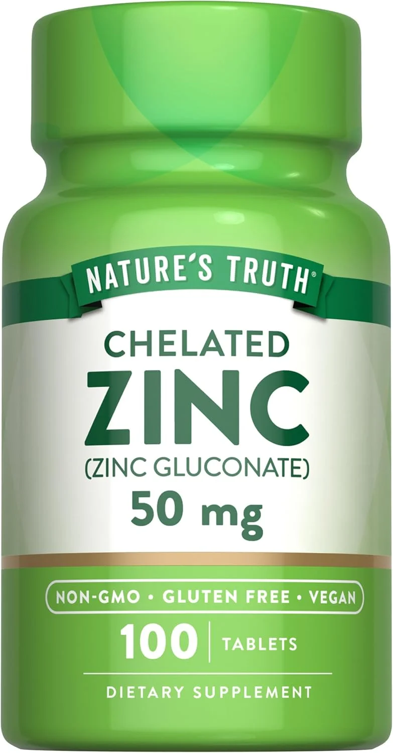 مکمل معدنی زینک کلاته بدون گلوتن Nature's Truth (50 میلی گرم، 100 قرص گیاهی)