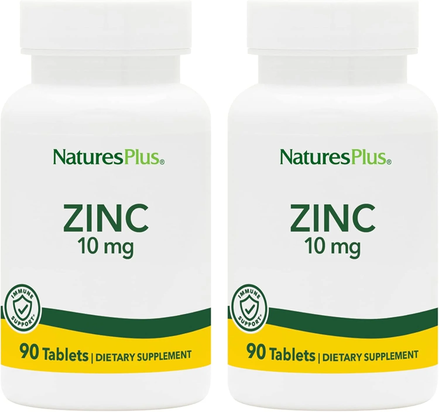 Nature's Plus زینک 10 میلی گرم - 90 قرص، بسته 2 عددی - پشتیبانی از سلامت سیستم ایمنی و سلامت کلی - فرم آمینو اسید کلات با قدرت بالا - بدون گلوتن، گیاهی - 180 وعده در مجموع