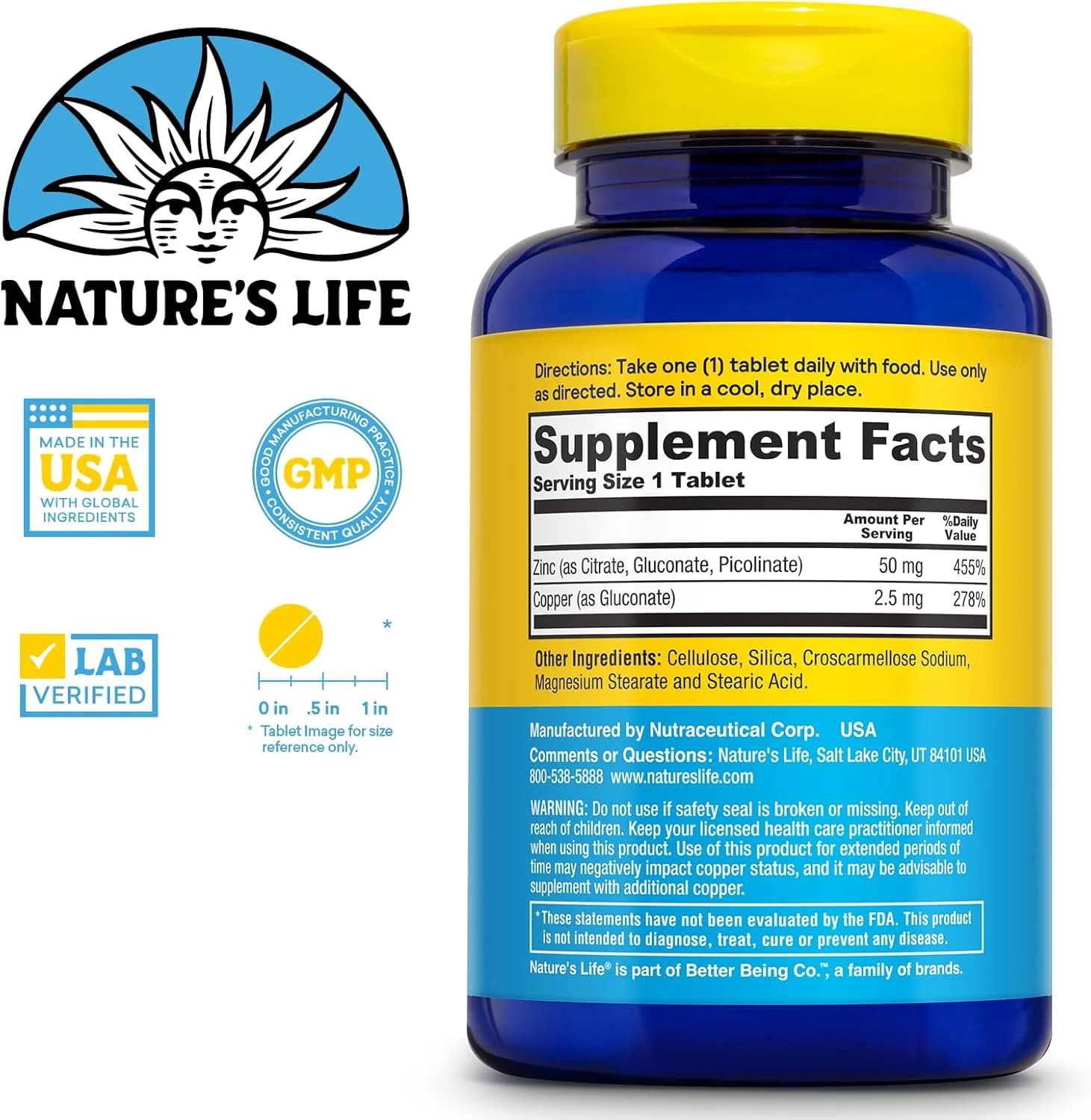 زینک Nature's Life، 50 میلی گرم | 250 عدد زینک Nature's Life، 50 میلی گرم | 250 عدد