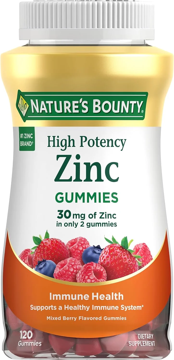 پاستیل زینک Nature's Bounty، پاستیل تقویت سیستم ایمنی، پشتیبانی از سلامت پوست و آنتی اکسیدان، توت مخلوط، 30 میلی گرم، 120 عدد