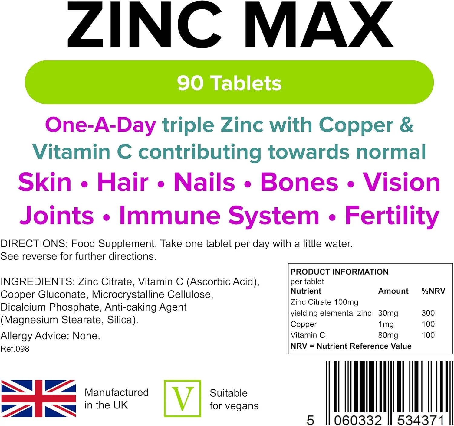 لیندنز سیترات روی سه گانه قوی مکس 90 قرص با ویتامین C و مس لیندنز سیترات روی سه گانه قوی مکس 90 قرص با ویتامین C و مس