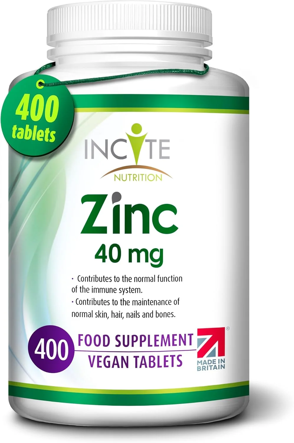 زینک 40 میلی گرمی Incite Nutrition | 400 عدد قرص زینک با کیفیت عالی برای بیش از 12 ماه | قرص زینک خالص با حداکثر قدرت | مناسب برای گیاهخواران | ساخت انگلستان ® زینک 40 میلی گرمی Incite Nutrition | 400 عدد قرص زینک با کیفیت عالی برای بیش از 12 ماه | قرص زینک خالص با حداکثر قدرت | مناسب برای گیاهخواران | ساخت انگلستان ®