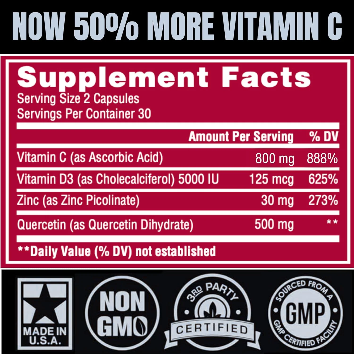 مکمل کوئرستین روی 500 میلی گرم با ویتامین C و ویتامین D3، مکمل تقویت کننده سیستم ایمنی بدن (2)