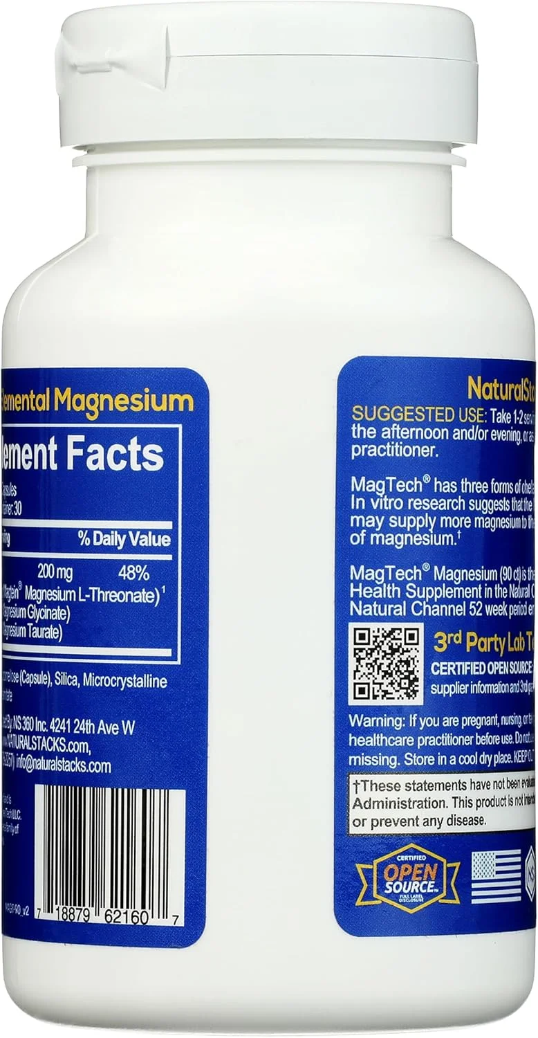 ناترال استکس مگ-تک، کمپلکس منیزیم برای مغز، پشتیبانی از شناخت و سلامت مغز - 90 کپسول گیاهی