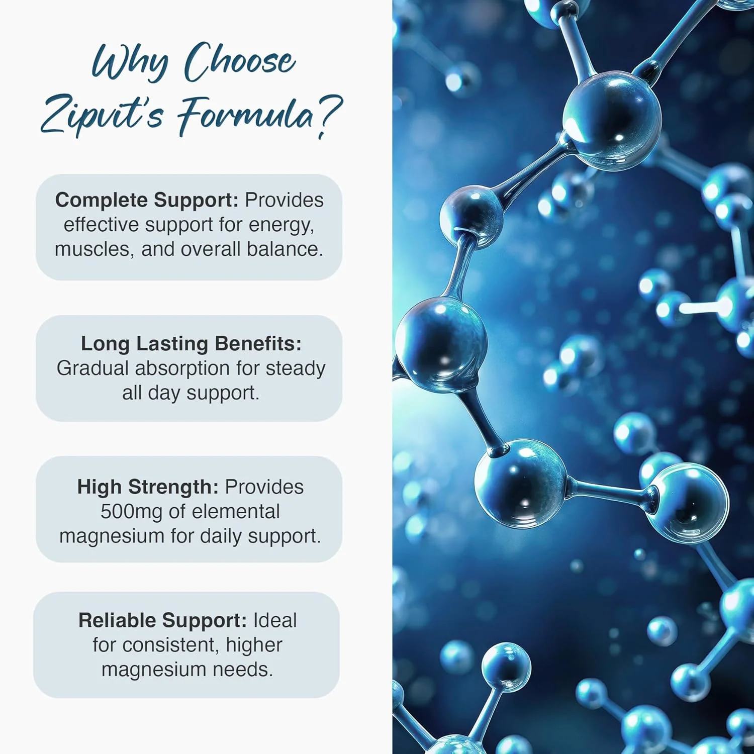 قرص منیزیم ۵۰۰ میلی گرم زیپویت، ۹۰ عدد قرص گیاهی. تامین ۳ ماهه. پشتیبانی از سلامت عضلات و استخوان. مکمل منیزیم با فرمول گیاهی.