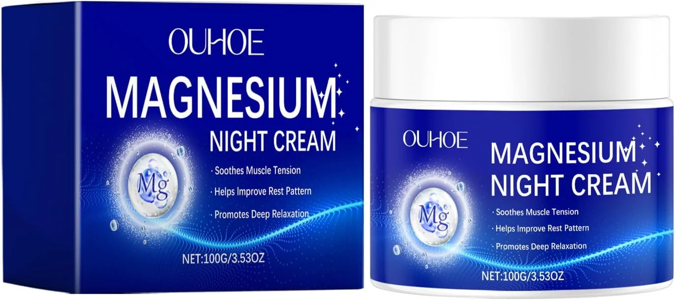 کرم منیزیم، روغن منیزیم، کرم منیزیم برای خواب، آرامش بخش بدن، پاها، تسکین دهنده تنش عضلانی، غنی از روغن بادام، اسطوخودوس، ویتامین E، لوسیون منیزیم برای آرامش، 100 گرم