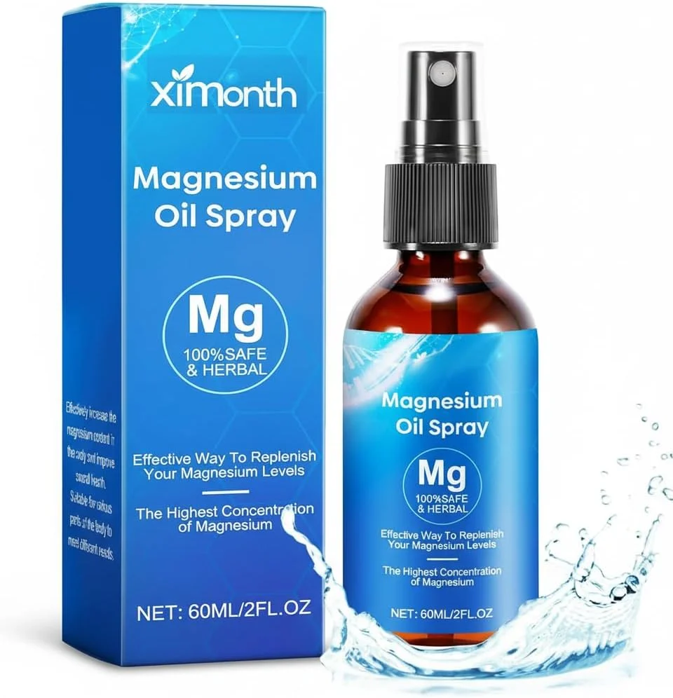 اسپری روغن منیزیم، فرمول خالص ارگانیک برای صورت، پاها و بدن، سبک و غیر چرب (60 میلی لیتر)