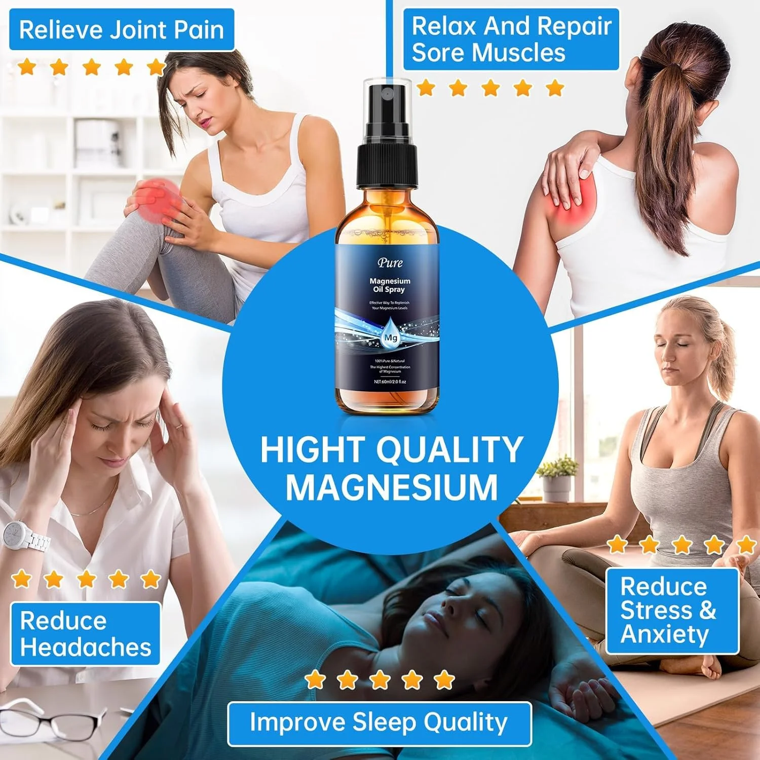 اسپری روغن منیزیم - اسپری منیزیم طبیعی ۱۰۰٪ ارگانیک - تغذیه کننده پوست - جذب و استفاده آسان - بطری شیشه ای، ۶۰ میلی لیتر