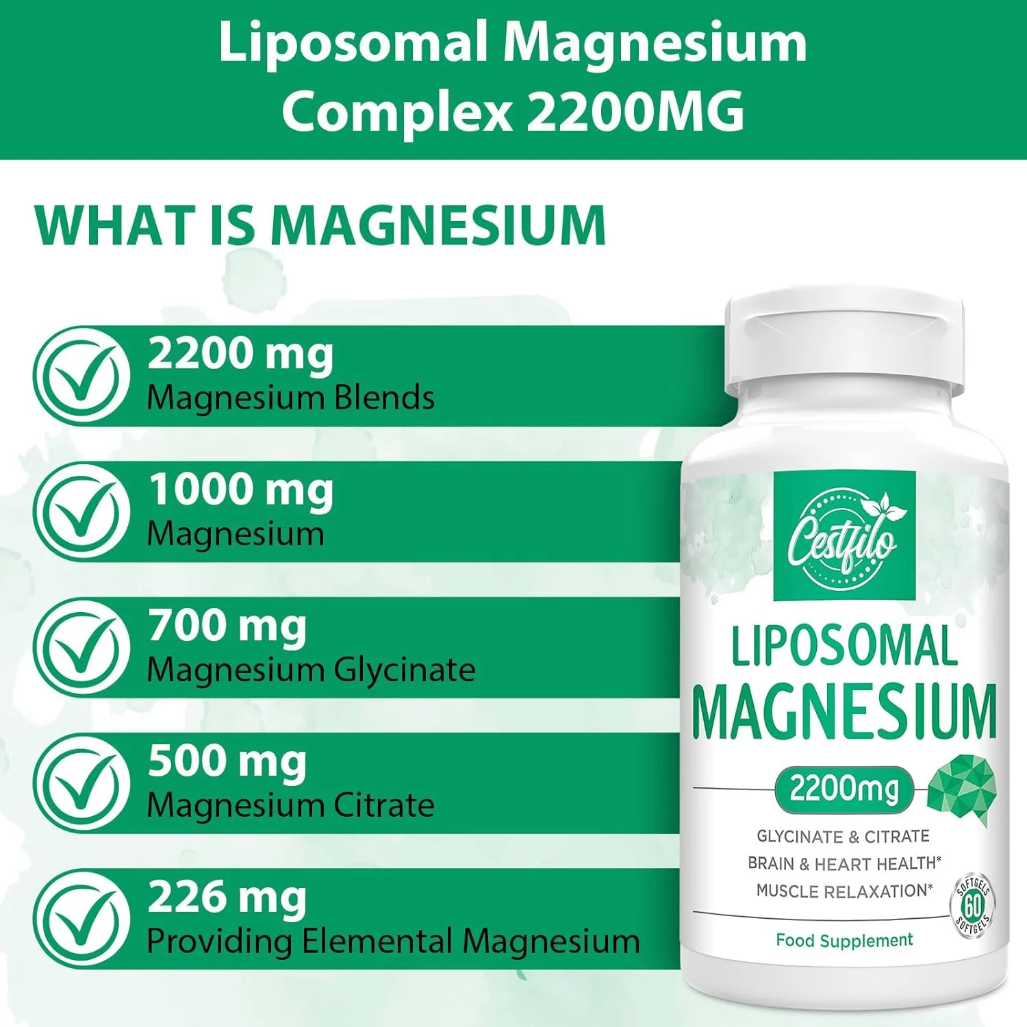 کمپلکس منیزیم لیپوزومی 2200 میلی گرم (بسته 60 عددی)