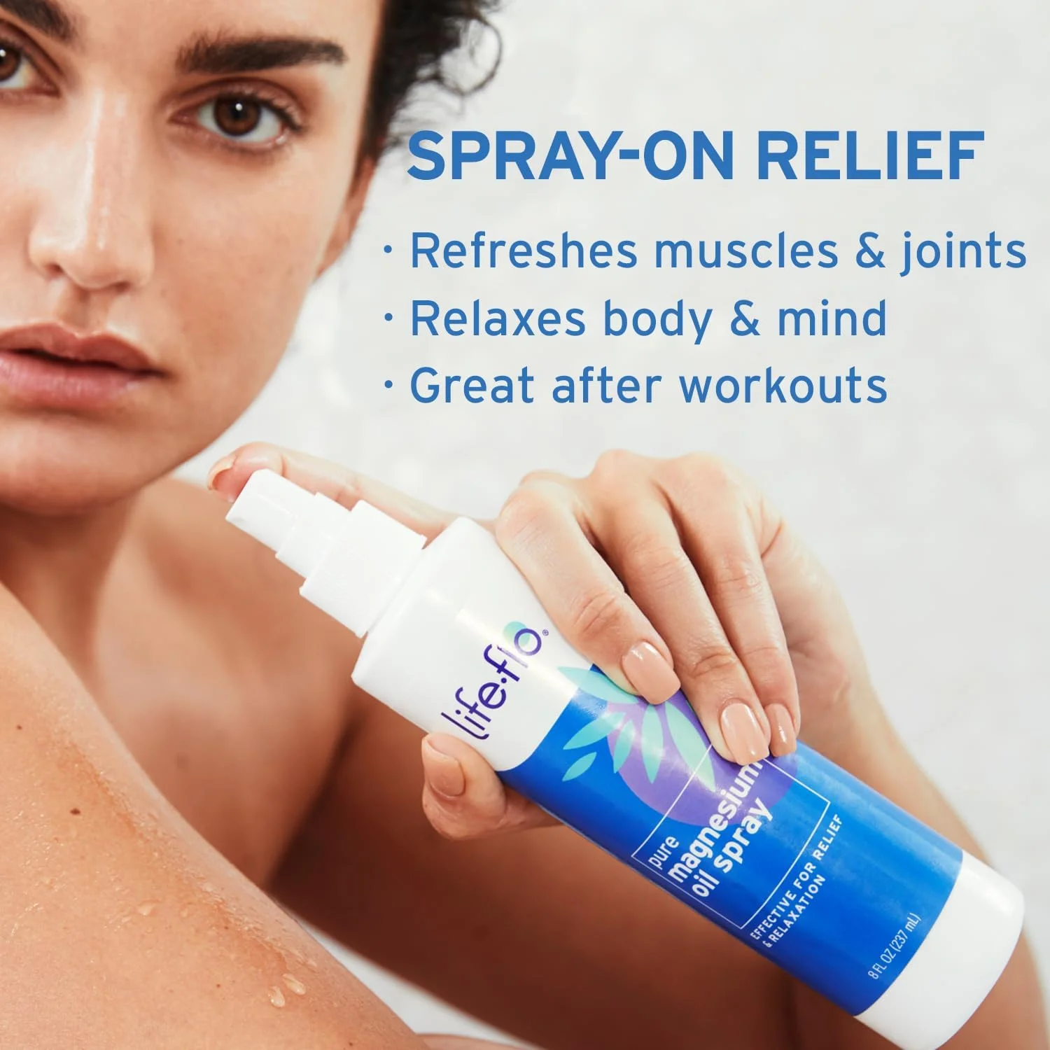 روغن منیزیم خالص لایف فلو | اسپری کلرید منیزیم 100% خالص از بستر دریایی باستانی زکشتین | برای آرامش و احیای عضلات و مفاصل | 236 میلی لیتر