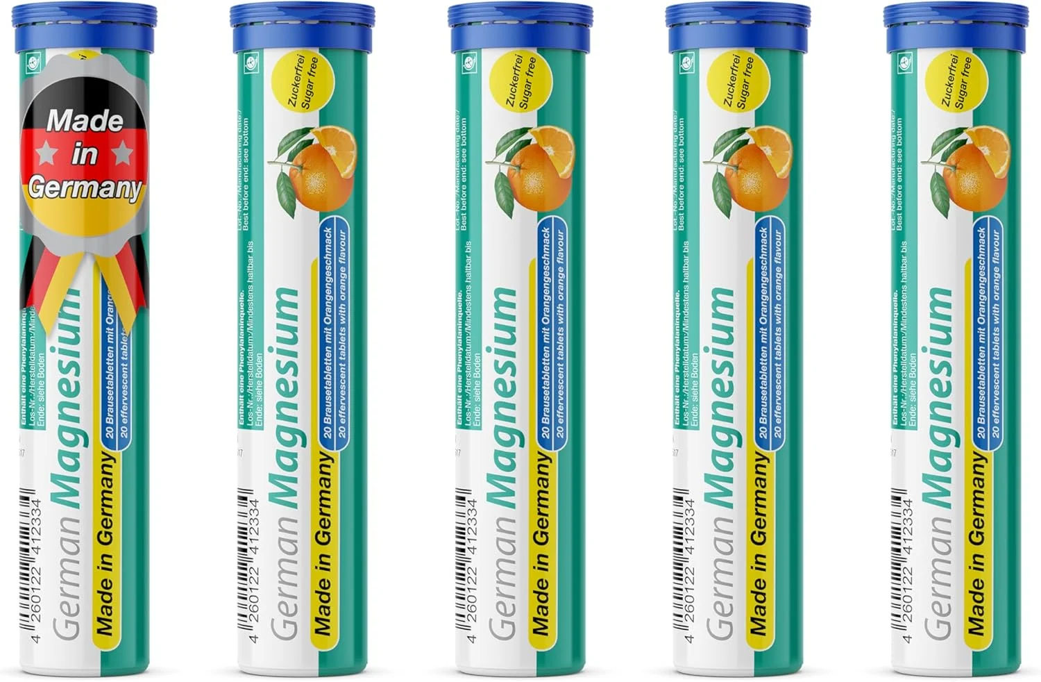 منیزیم 200 میلی گرم T&D - 5 بسته 20 عددی قرص جوشان - طعم پرتقال - منیزیم آلمانی T&D Pharma