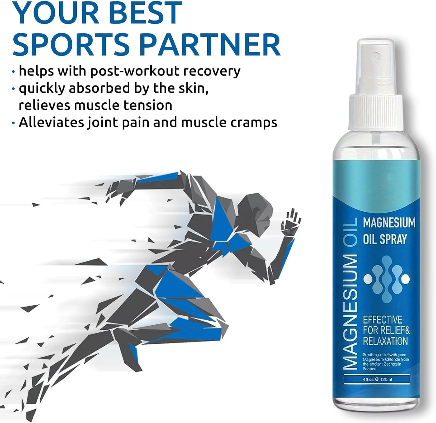 اسپری روغن منیزیم خالص، اسپری موضعی منیزیم روغن برای پاها، پوست و بدن، جذب و استفاده آسان، برای خواب، آرامش عضلات، تسکین دهنده، مرطوب کننده، زنان و مردان