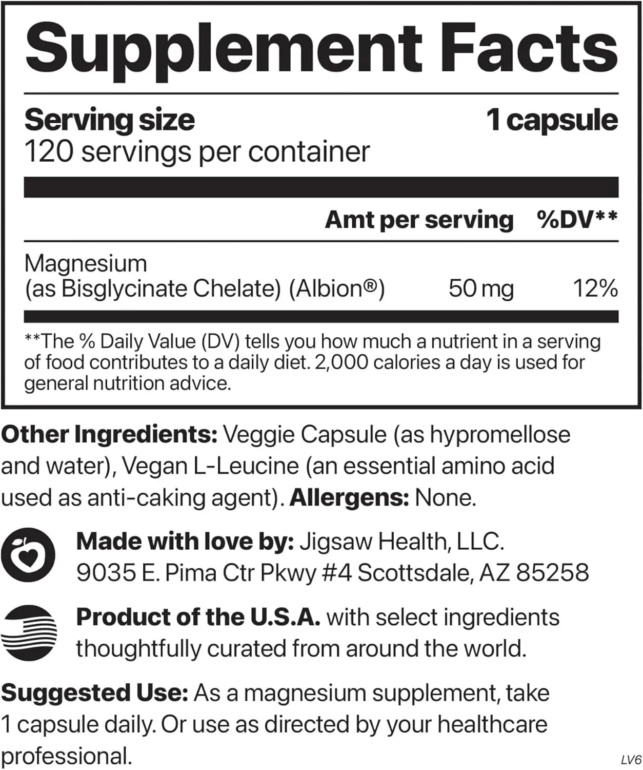 کپسول‌های منیزیم گلیسینات MagPure از Jigsaw Health، 120 عدد