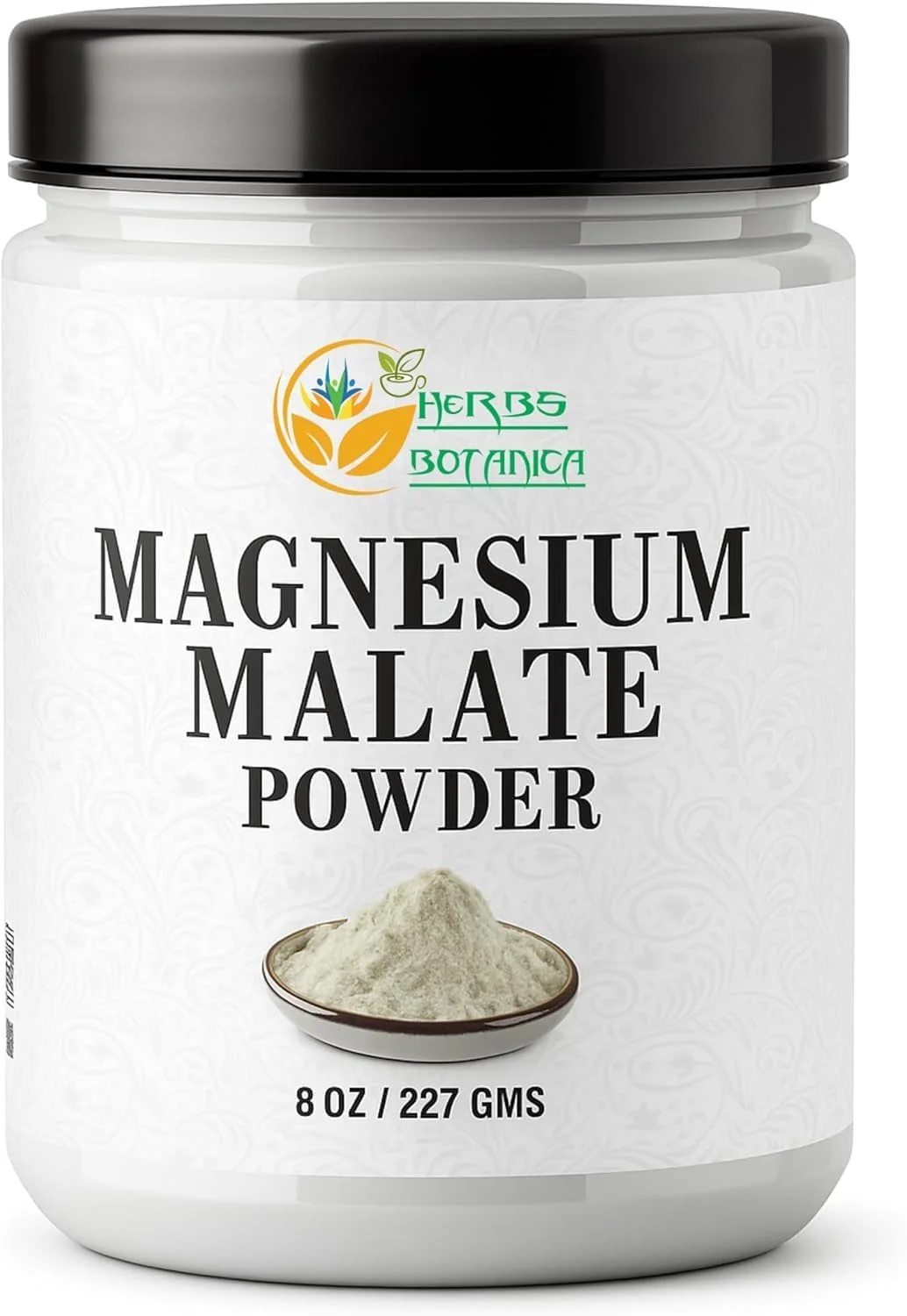 پودر منیزیم مالات Herbs Botanica، بدون طعم، منیزیم مالات 227 گرم، مناسب برای مخلوط های خانگی، ترکیب آسان در آب، آبمیوه یا شیک، خالص، بدون مواد افزودنی