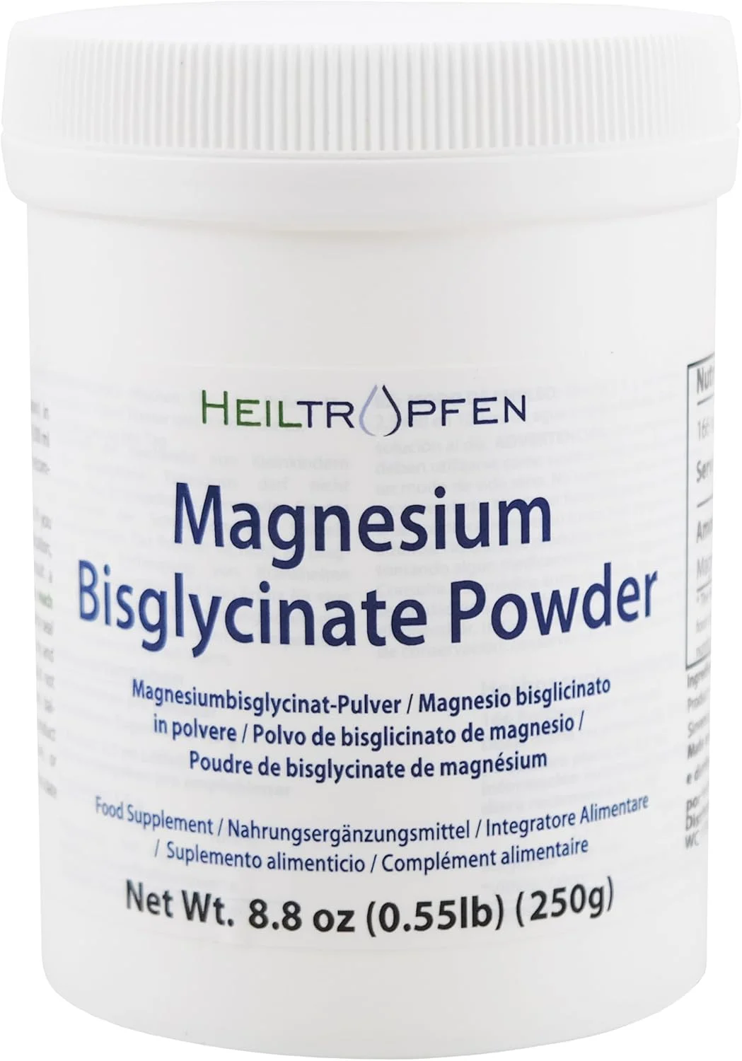 منیزیم گلیسینات Heiltropfen به عنوان منیزیم بیس گلیسینات | 250 گرم | پودر کریستالی محلول در آب | ®