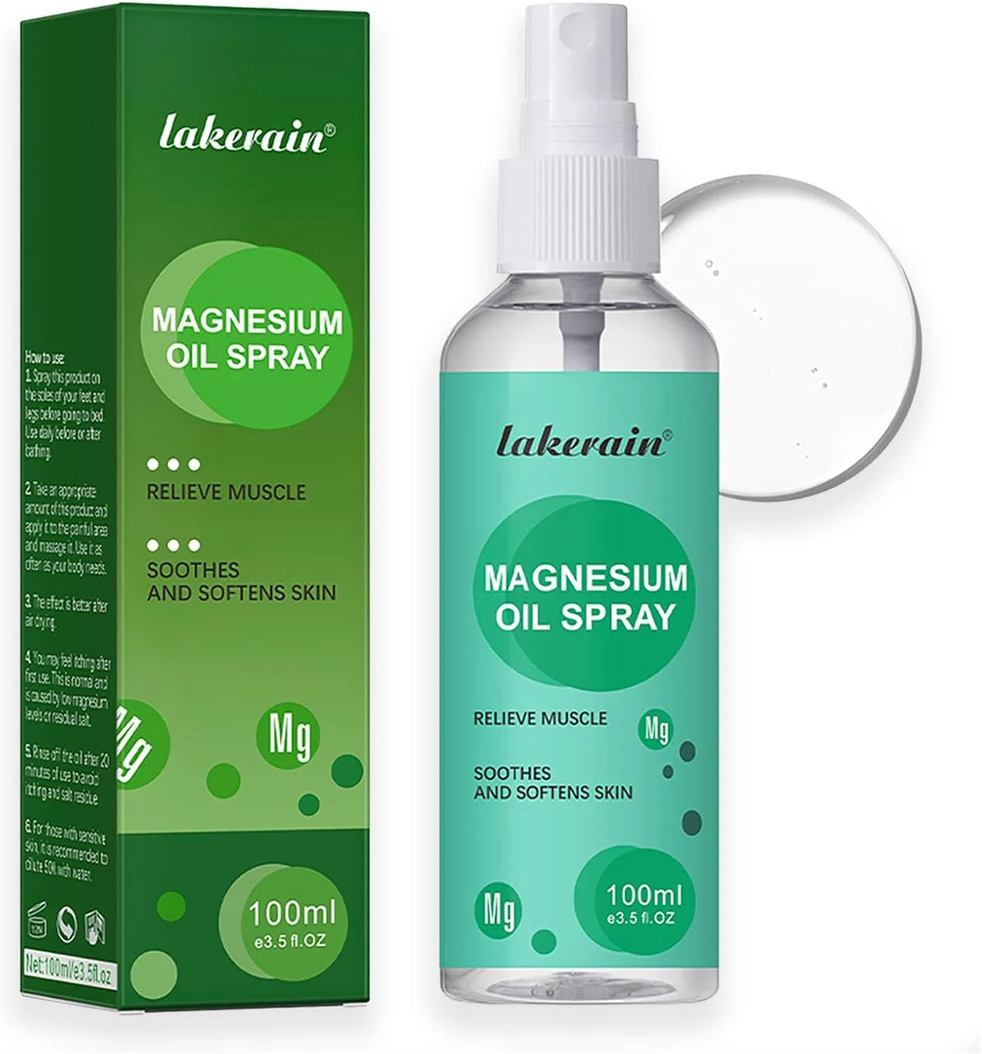 اسپری روغن منیزیم خالص، 103.5 میلی لیتر اسپری موضعی کلرید منیزیم برای پاها، روغن منیزیم طبیعی ارگانیک برای خواب بهتر، سلامت عضلات پا، مراقبت از مفاصل، آرامش بدن، تسکین پوست