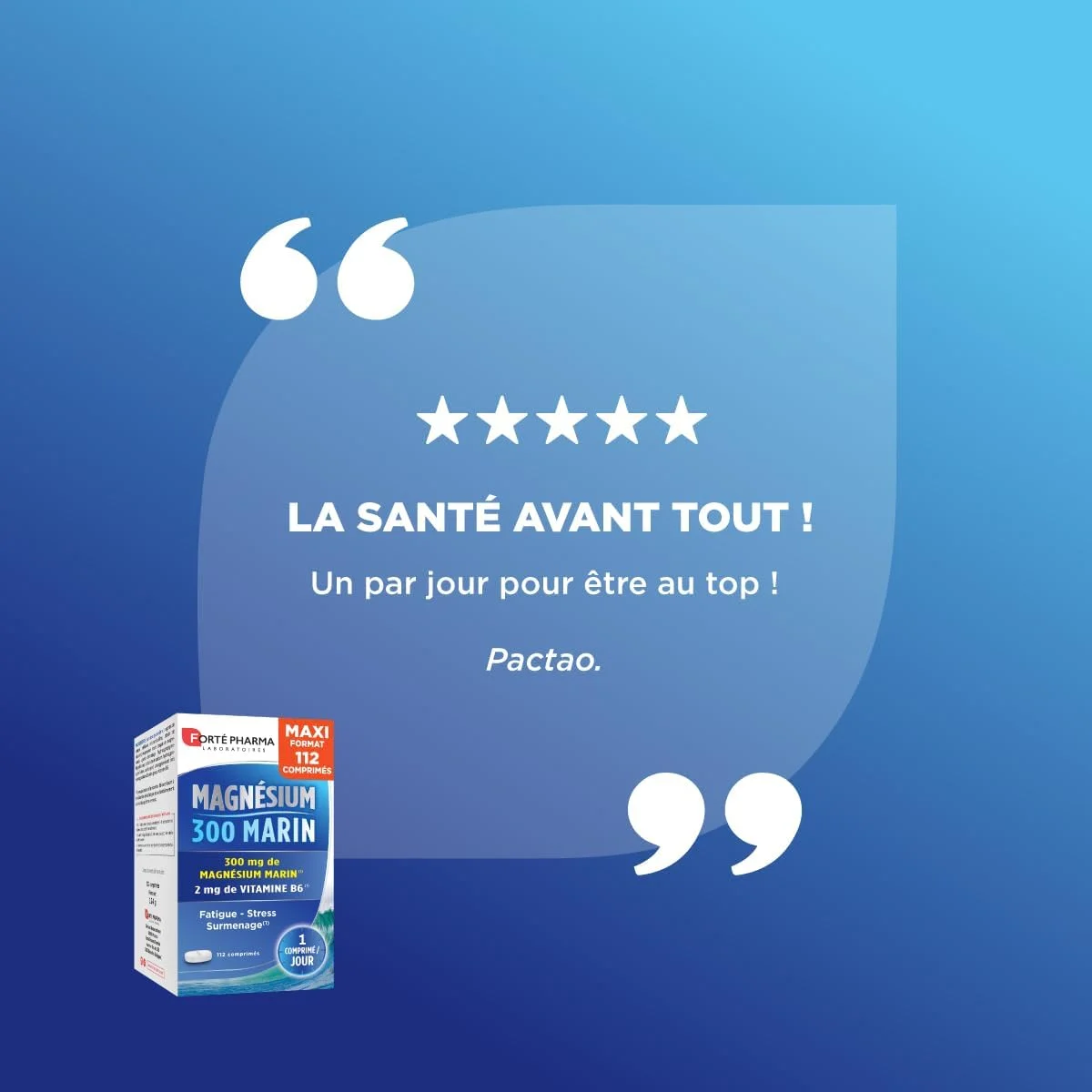 فورته فارما - منیزیم 300 دریایی | مکمل غذایی منیزیم دریایی + ویتامین B6 - استرس، خستگی، کار زیاد، تحریک پذیری، سیستم عصبی | بسته بزرگ 112 عددی، 1 عدد در روز