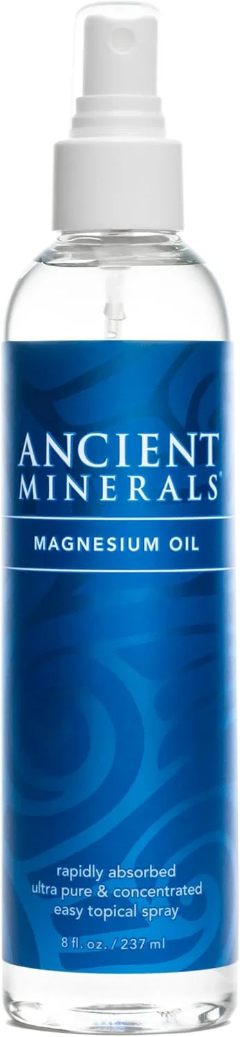 اسپری روغن منیزیم Ancient Minerals، 236 میلی لیتر - مکمل کلرید منیزیم Zechstein خالص و اصیل - بهترین استفاده موضعی برای جذب پوستی