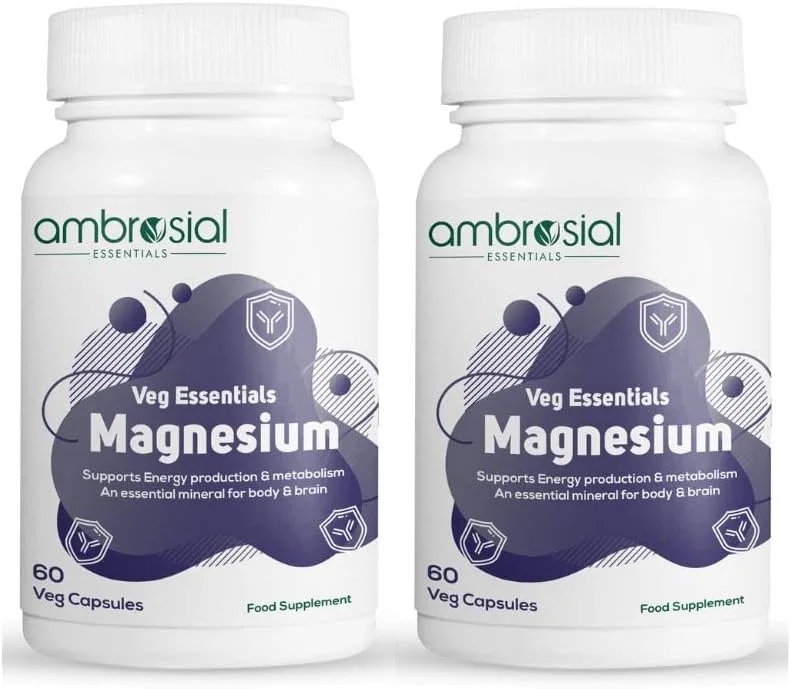 سیترات منیزیم آمبروسیال با دی مالات | مکمل قوی برای زنان و مردان | قرص های منیزیم ممتاز برای افزایش سطح انرژی و عملکرد عضلات (بسته 2 عددی - 120 کپسول)