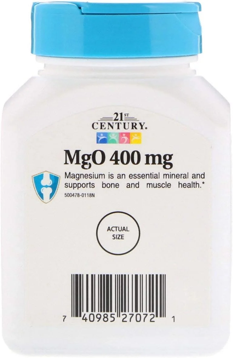 اکسید منیزیم دارویی 21st Century، سلامت استخوان و عضله، 400 میلی گرم، 90 قرص
