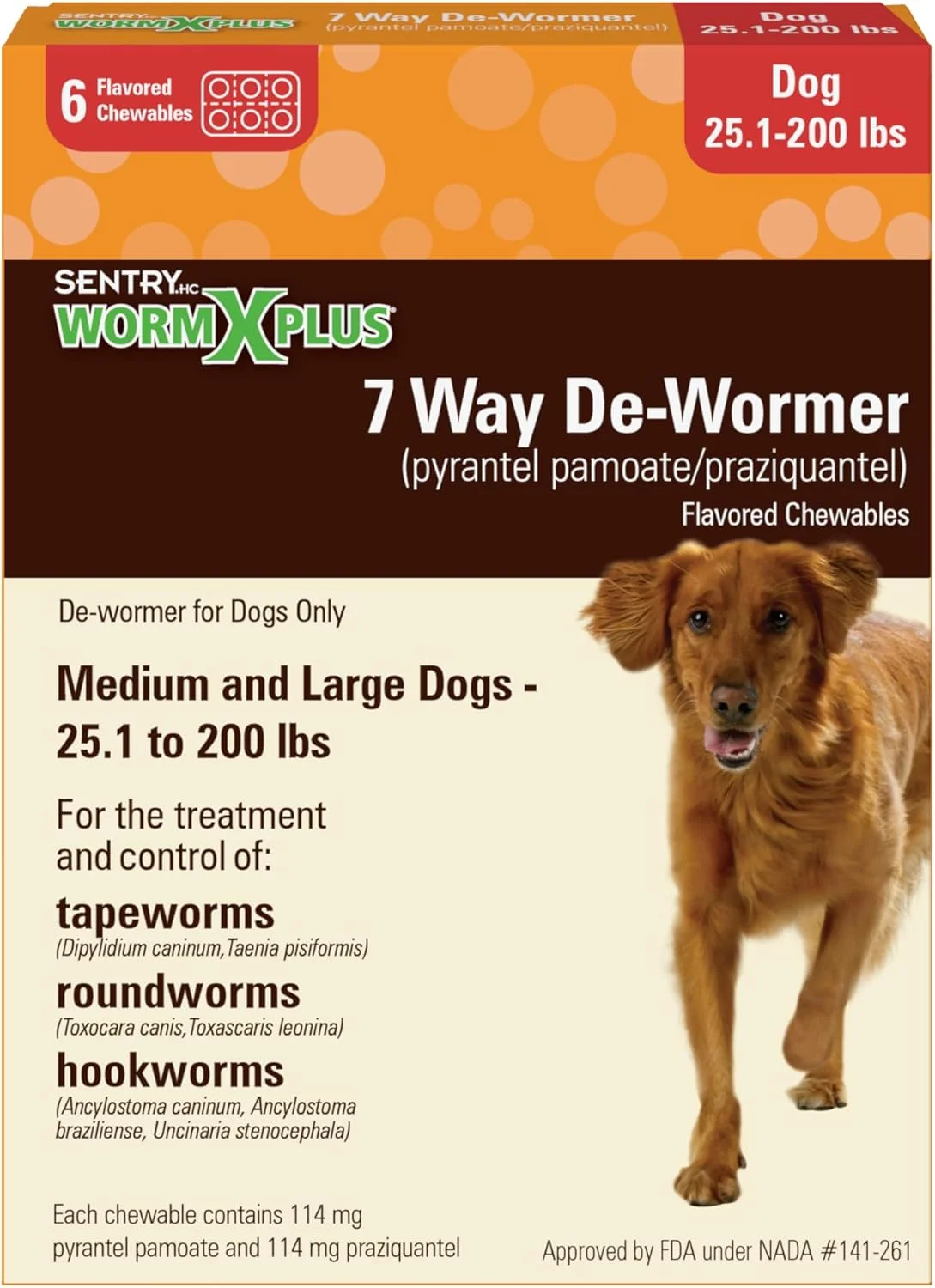 ضد انگل سگ بزرگ Worm X Plus Sentry PET Care (6 عدد) بسته بندی ممکن است متفاوت باشد