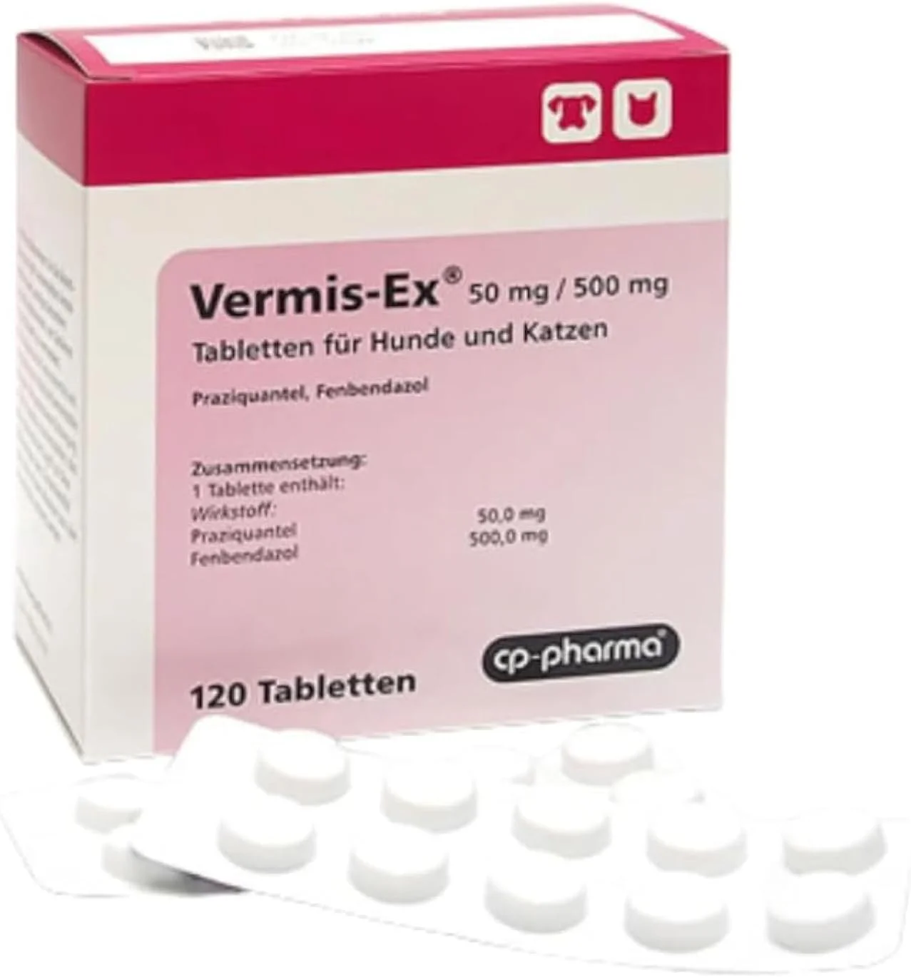قرص انگل زدای سگ و گربه CP PHARMA | VERMIS-EX، طیف گسترده انگل های داخلی (کرم گرد، کرم نواری، کرم قلابدار) 10 عدد