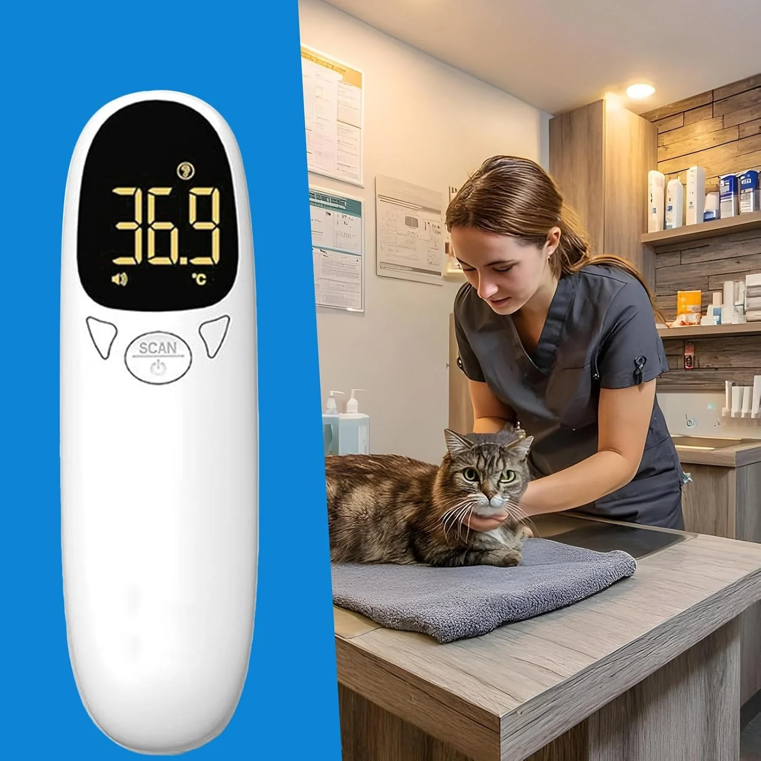 دماسنج حیوانات خانگی برای گربه ها، دماسنج دقیق - دماسنج قابل حمل فوری برای اسب، خوک، گربه، دام های داخلی، سگ، گاو