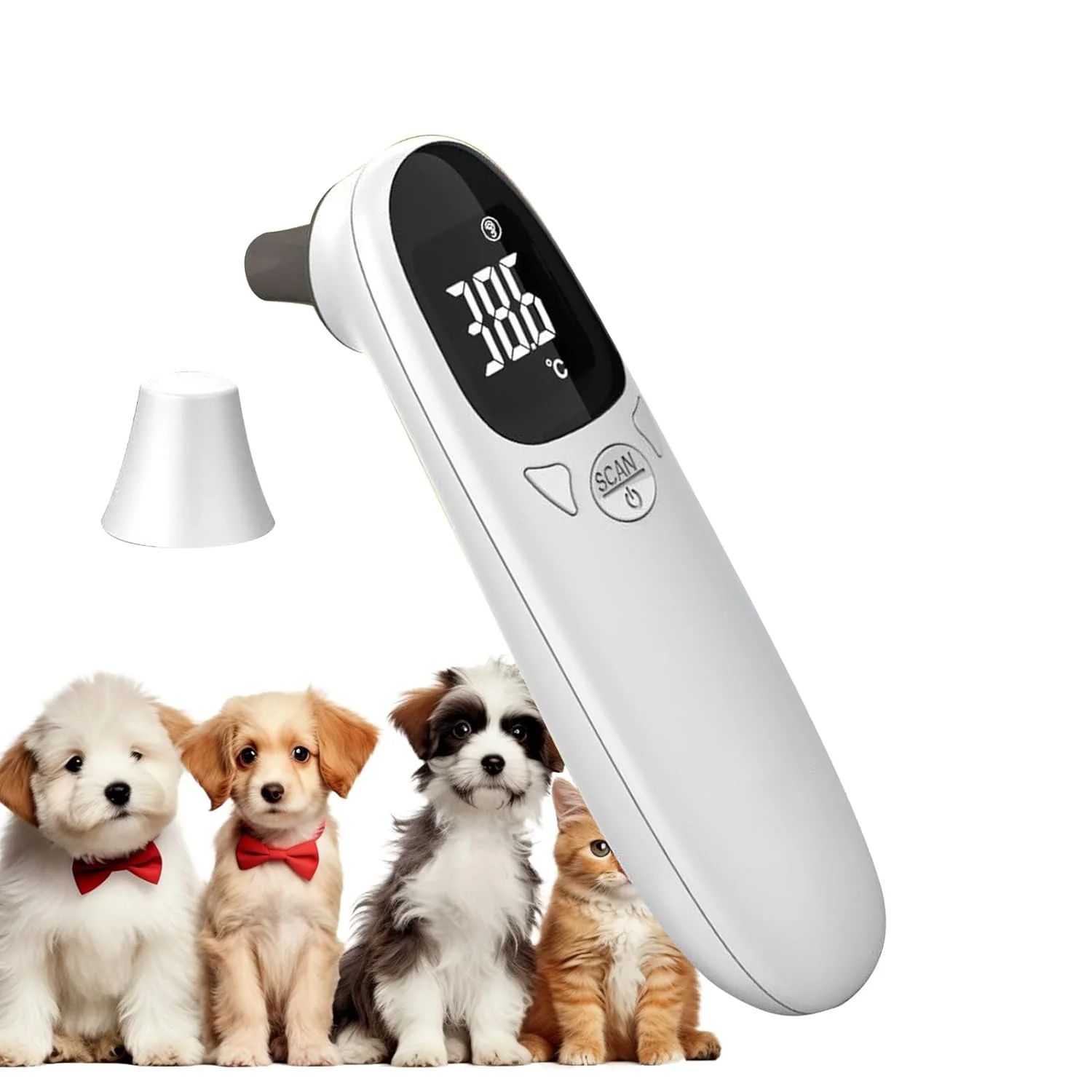 دماسنج گربه | تشخیص سریع و دقیق دما، دستگاه قابل حمل فوری برای اسب، خوک، گربه، دام های داخلی، سگ، گاو