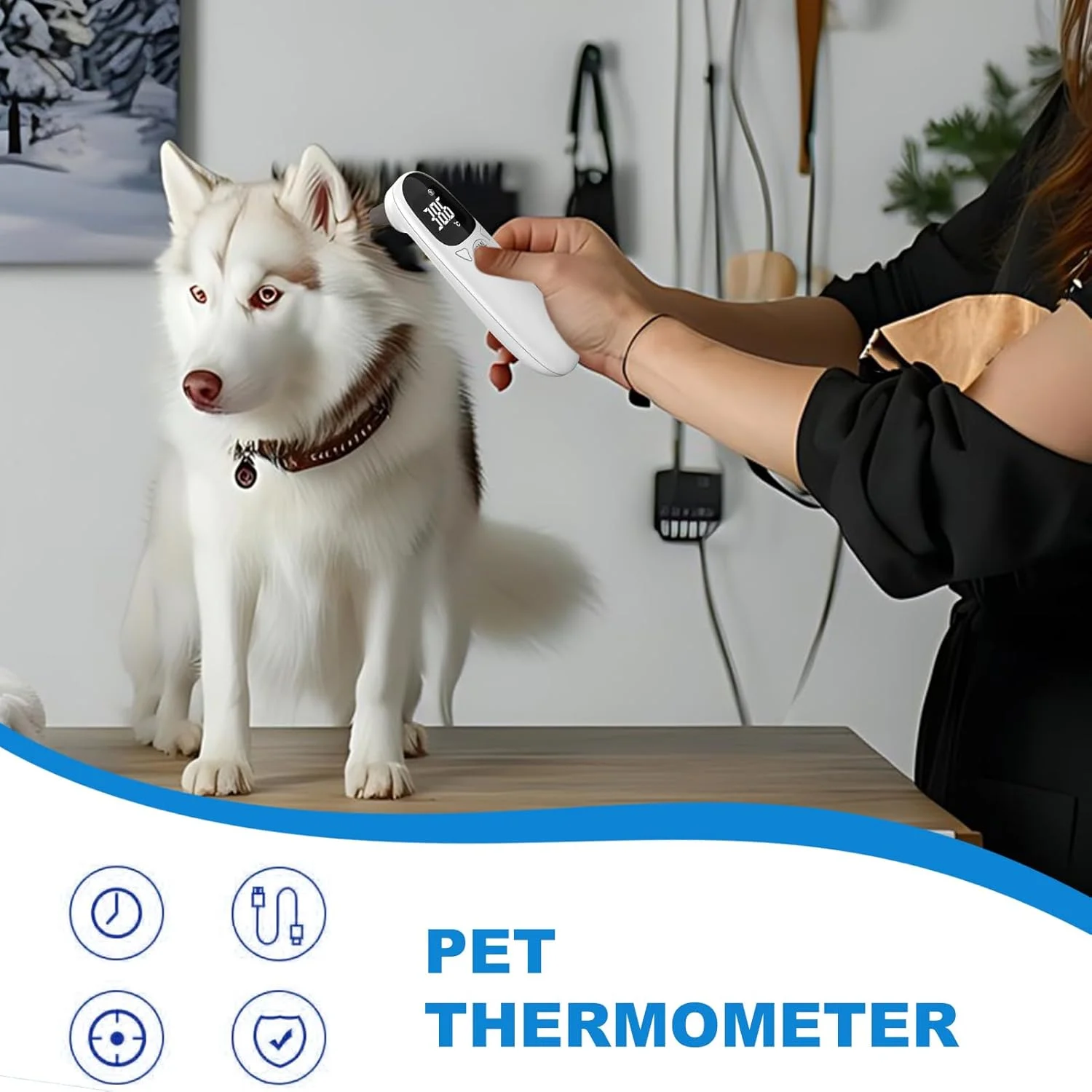 دماسنج گربه | ترموگراف تشخیص دقیق، گیج ترموگراف فوری قابل حمل برای سگ، اسب، گاو، خوک، دام، سلامت گربه های خانگی