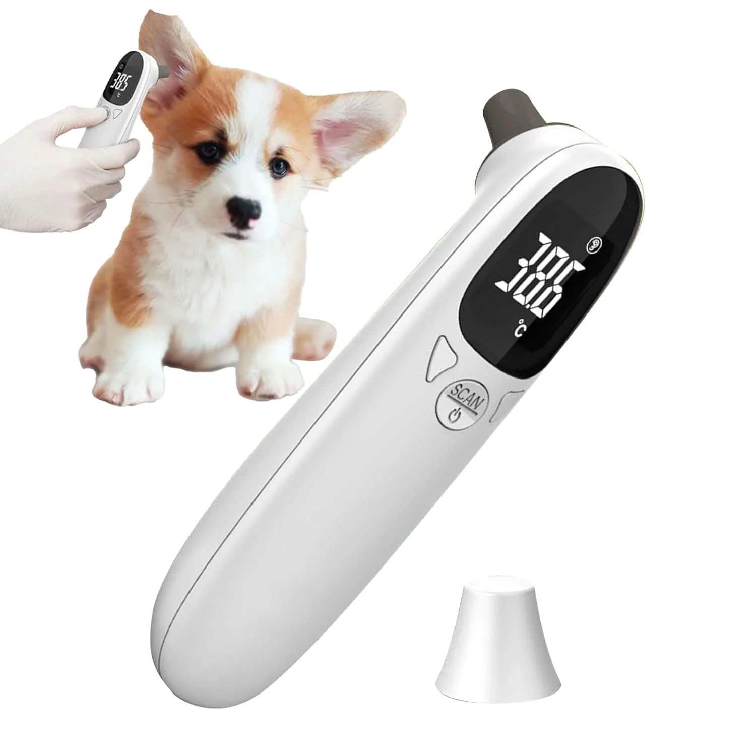 دماسنج حیوانات خانگی | ترموگراف دیجیتال - ابزار اندازه گیری فوری قابل حمل برای اسب، دام، سگ، گربه، خوک، گاو، مناسب برای محیط داخلی