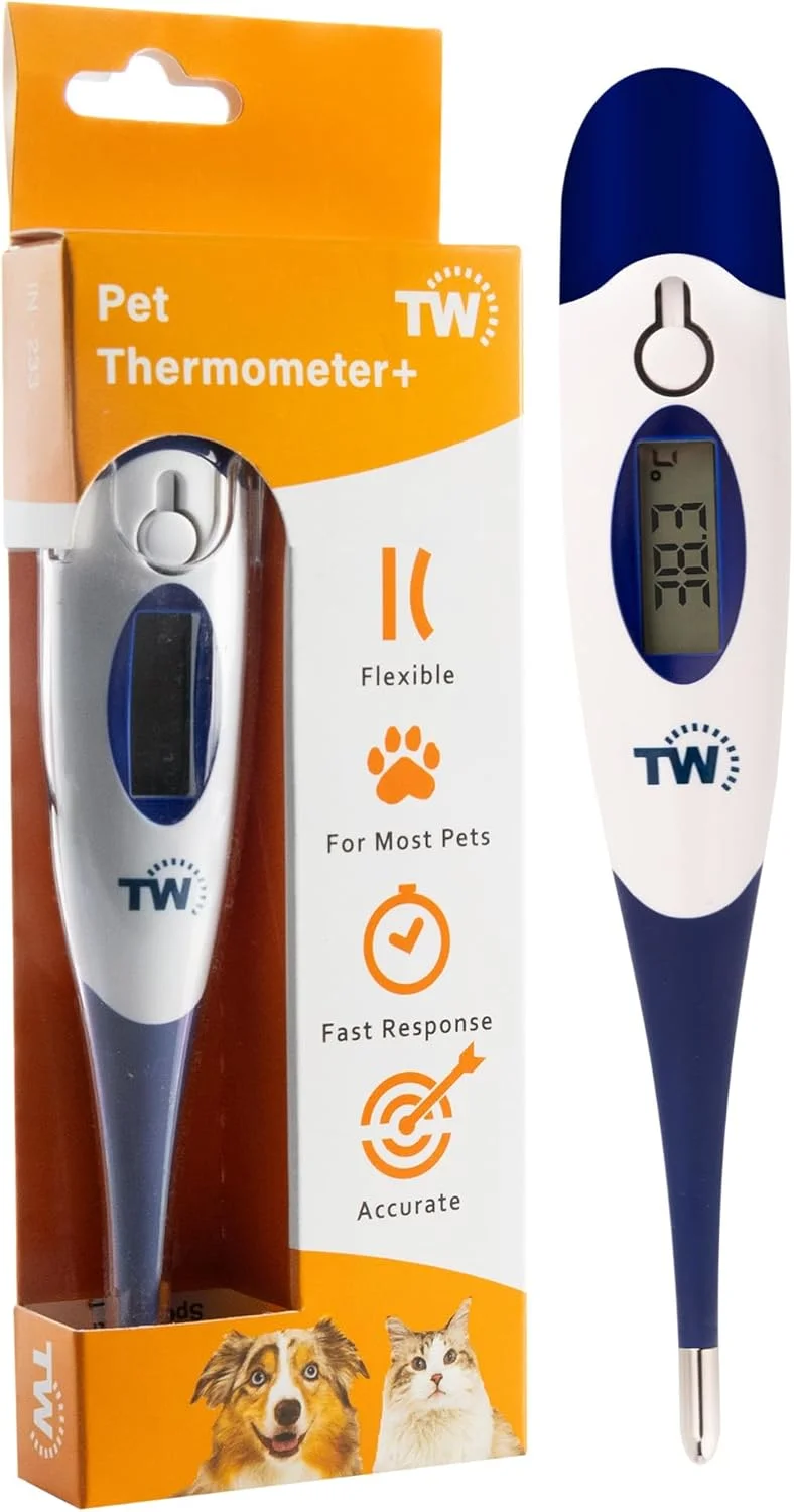 دماسنج دیجیتال حیوانات خانگی برای صاحبان سگ، گربه، اسب و دامپزشکان، دارای پروب انعطاف پذیر و نمودار