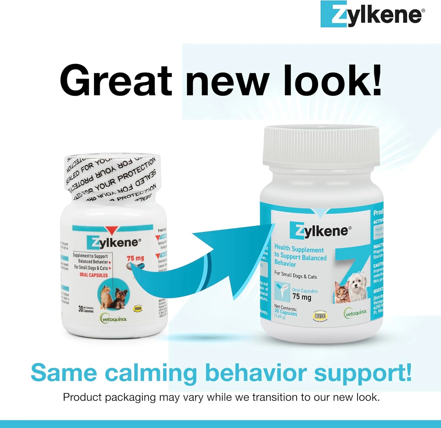 مکمل آرام‌بخش زایلکین وتوکوئینول برای سگ‌ها و گربه‌های کوچک، کمک به ایجاد آرامش و کاهش عوامل استرس‌زای خارجی، پشتیبانی رفتاری روزانه و تسکین اضطراب برای سگ‌ها و گربه‌ها، 75 میلی‌گرم