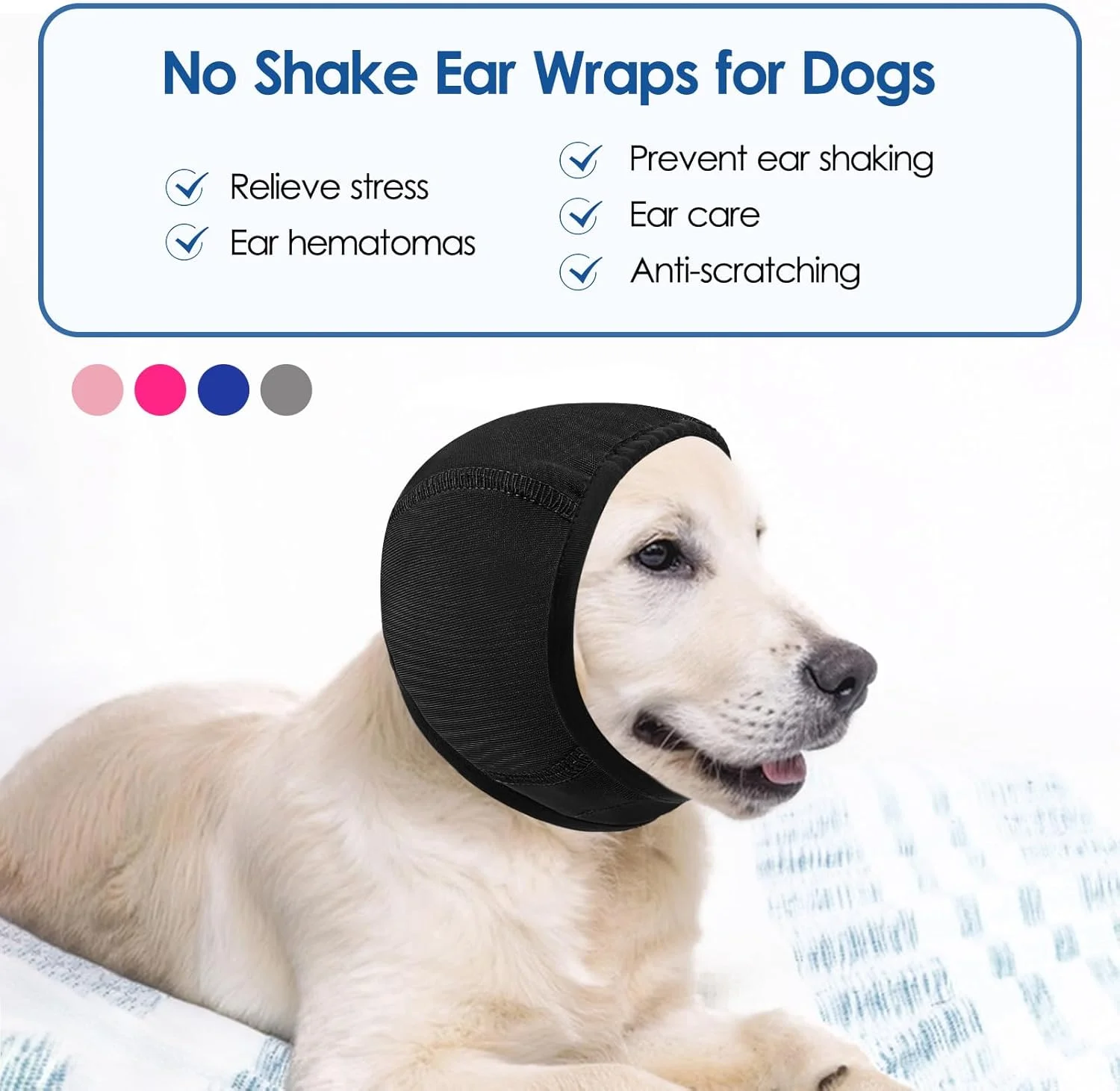 هودی آرام‌بخش سگ سانفورا - گوش‌بند ضد اضطراب برای سگ‌ها، محافظ گوش سگ برای کاهش صدا، پوشش سر برای جلوگیری از تکان دادن سر و هماتوم برای نظافت، خشک کردن با فشار و حمام، مشکی M
