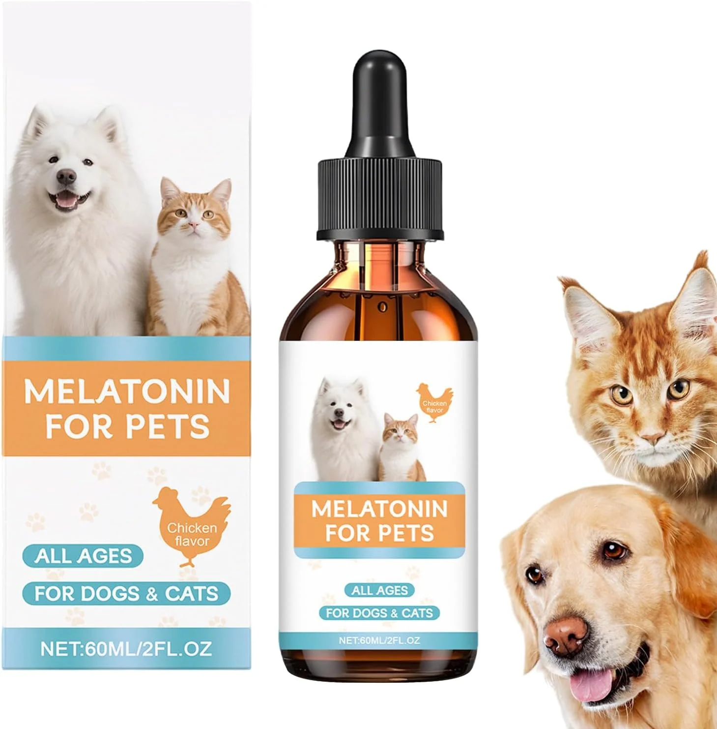 آرام‌بخش گربه | قطره‌های آرام‌بخش سگ برای سفر، مکمل آرام‌بخش ملایم برای بچه گربه‌ها، مناسب برای میو میو کردن، پرخاشگری، رعد و برق، کوتاه کردن ناخن، نظافت و محیط‌های داخلی، 60 میلی‌لیتر