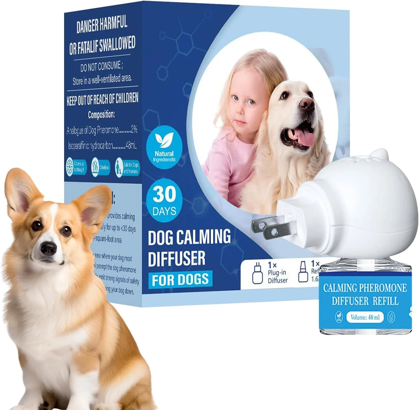 پخش کننده فرمون آرام بخش سگ، پخش کننده فرمون سگ | لوازم حیوانات خانگی برای کاهش استرس و آرامش برای توله سگ ها، تشویقی، مسافرت روزانه، نظافت و لایه برداری