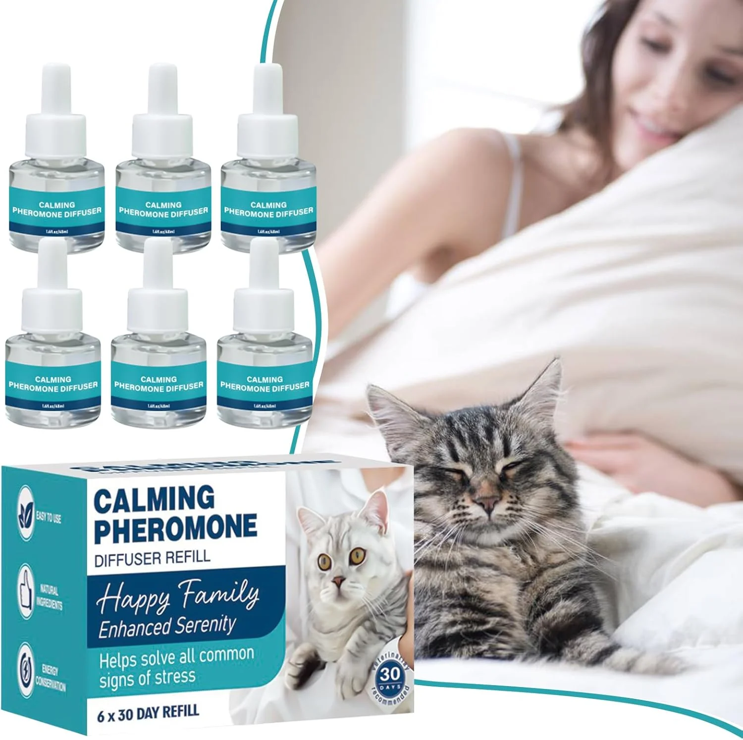 پخش کننده آرام بخش فرمون گربه، محلول فرمون کاهش استرس - محلول معطر آرامش بخش حیوانات خانگی برای رفتار ادرار، خراشیدن، جنگیدن و اسپری کردن در داخل خانه