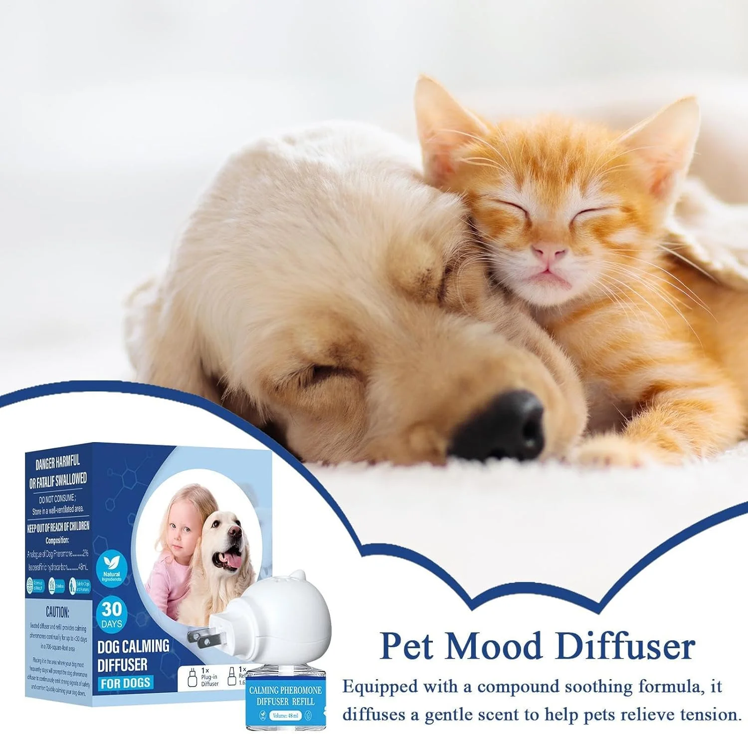 پخش کننده رایحه برای آرام کردن سگ ها، پخش کننده آرامش بخش حیوانات خانگی | لوازم کاهش استرس حیوانات خانگی برای پشتیبانی روزانه از نظافت، توله سگ ها و گربه ها