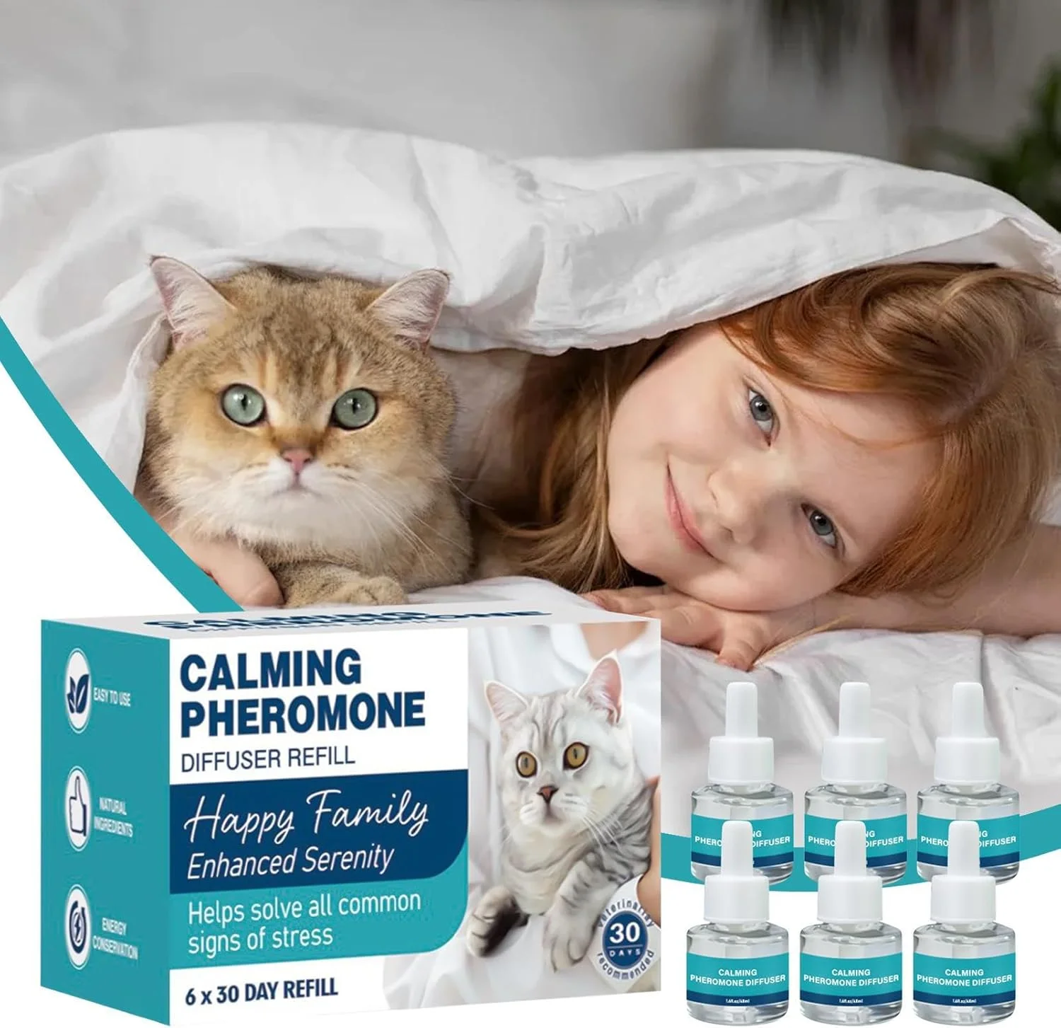 پخش کننده آرامش بخش گربه | مایع آرامش بخش عاطفی چند گربه - پشتیبانی از رفتار آرام بخش بچه گربه برای خراشیدن، پاشیدن، خواب، خانه، مسافرت، حمام، داخل خانه