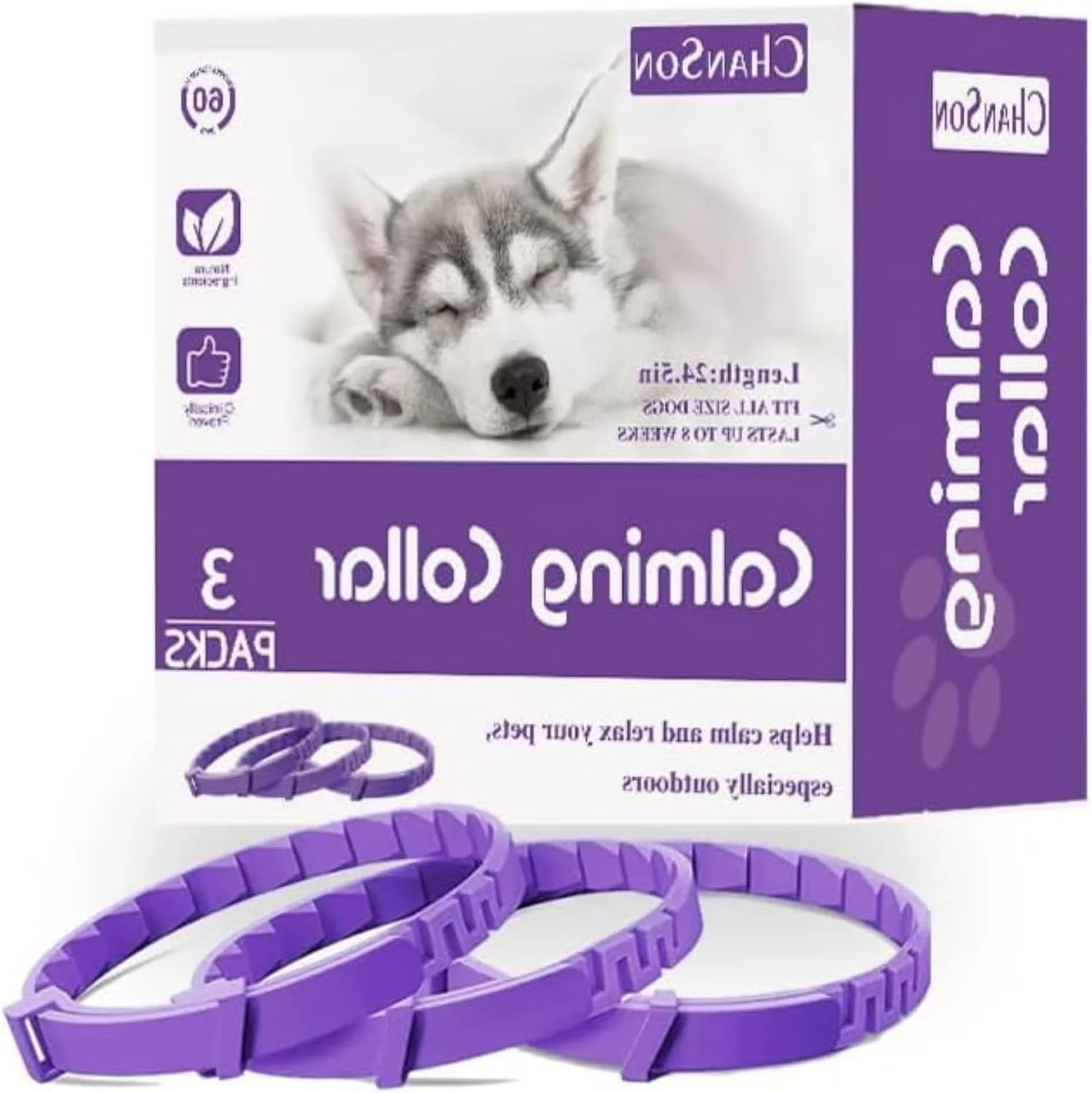 گردنبند آرام‌بخش سگ، بسته 3 عددی، گردنبند آرام‌بخش سگ‌ها، برای کاهش استرس و اضطراب سگ، ماندگاری طولانی 60 روزه برای کاهش استرس و اضطراب سگ